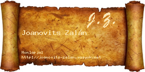 Joanovits Zalán névjegykártya